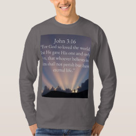 John 3:16 Bijbelvers Heren T-shirt met lange mouwe