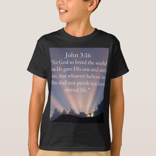 John 3:16 Bijbelvers Kinder T-shirt (Voorkant)