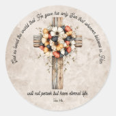 John 3:16 Bijbelvers Klassieke Ronde Sticker (Voorkant)