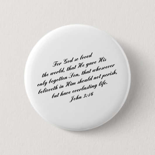 John 3:16 Bijbelverse (KJV) Ronde Button 5,7 Cm (Voorkant)