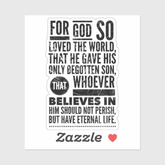 John 3:16 Bijbelverse vinylSticker Sticker (Vel)
