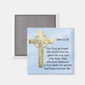 John 3:16 (blauw) magneet (Voorkant / Achterkant)
