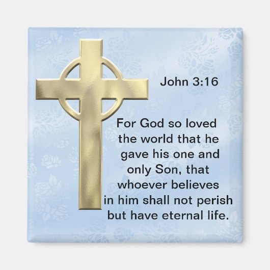 John 3:16 (blauw) magneet (Voorkant)