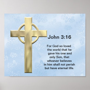 John 3:16 (blauw) poster