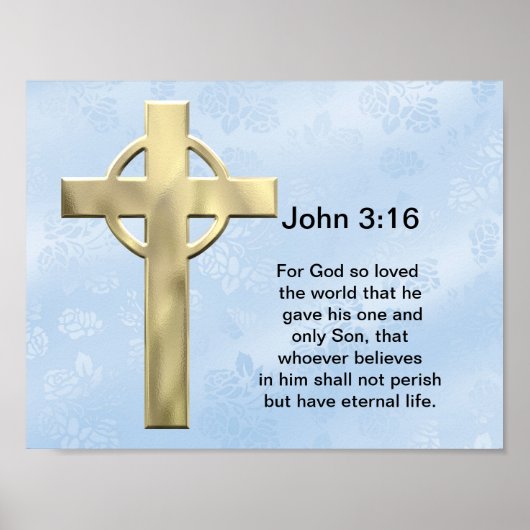 John 3:16 (blauw) poster (Voorkant)