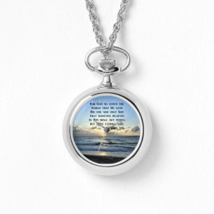 JOHN 3:16 BLAUWE luchten GESCHRIFTEN FOTO Horloge