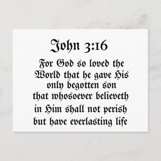 John 3:16 briefkaart (Voorkant)