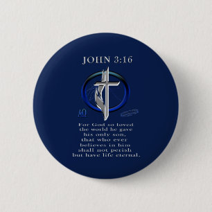 John 3:16 Buttonnen Ronde Button 5,7 Cm