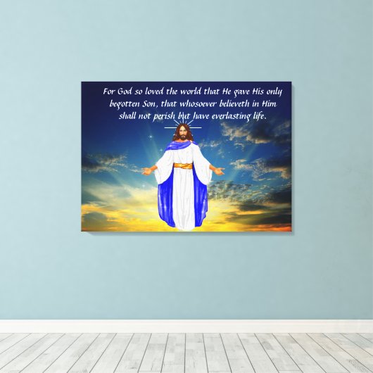 John 3:16 canvas afdruk (Insitu (Houten vloer))