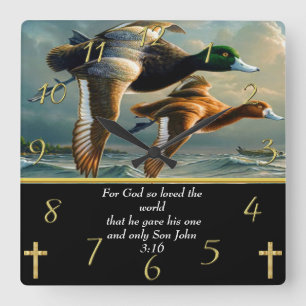 John 3:16 Christelijk Faith kruis met eenden Vierkante Klok