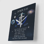 John 3:16 christelijk vierkante klok (Hoek)