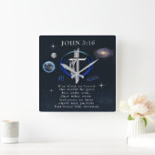 John 3:16 christelijk vierkante klok (Huis)