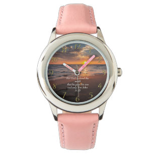 John 3:16 Christelijke Faith oceaan met zonsonderg Horloge