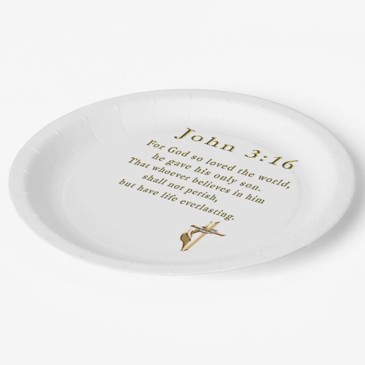 John 3:16 Christelijke geschenken Papieren Bordje (Gekanteld)