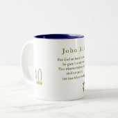 John 3:16 Christelijke geschenken Tweekleurige Koffiemok (Voorkant links)