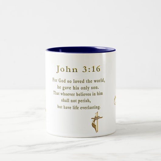 John 3:16 Christelijke geschenken Tweekleurige Koffiemok (Center)
