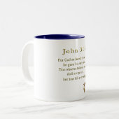 John 3:16 Christelijke geschenken Tweekleurige Koffiemok (Voorkant links)