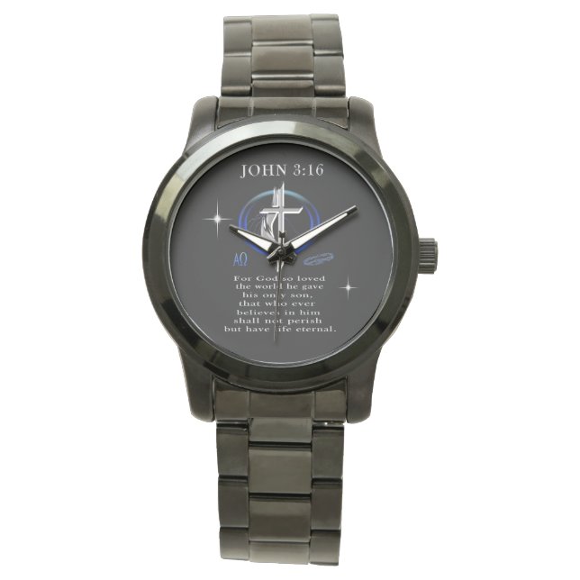 John 3:16 christen  horloge (Voorkant)