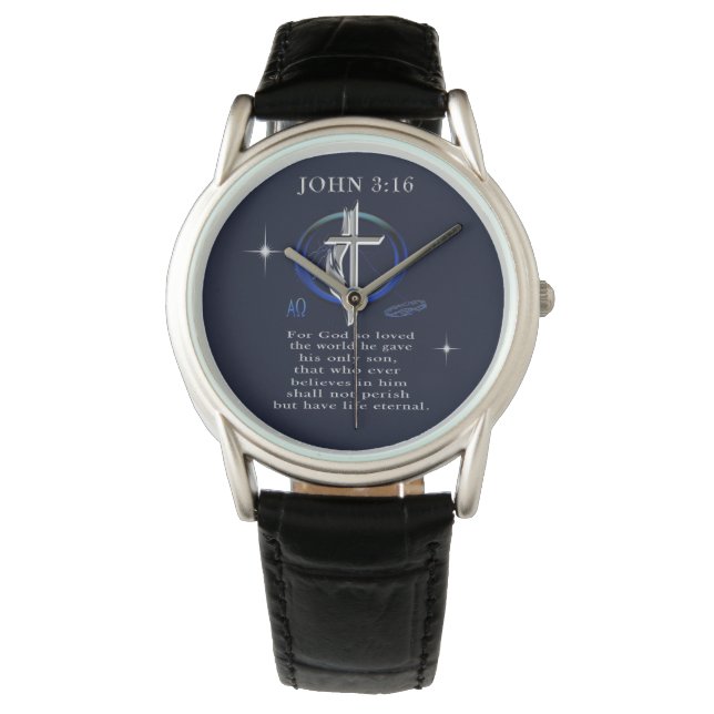 John 3:16 christen  horloge (Voorkant)