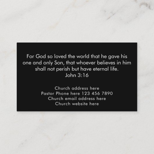 John 3:16 Custom Scripture Christian Church Pastor Visitekaartje (Achterkant)
