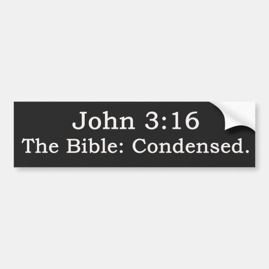 John 3:16. De Bijbel: Condensed. Bumpersticker (Voorkant)
