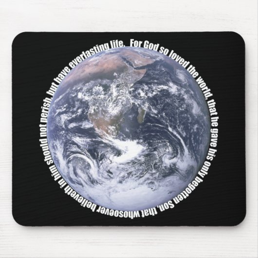 John 3:16 Earth Christelijk Mousepad Muismat (Voorkant)