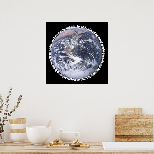 John 3:16 Earth Poster (Keuken)