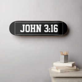 John 3:16 Eenvoudig Modern Zwart-Wit Christelijk Persoonlijk Skateboard