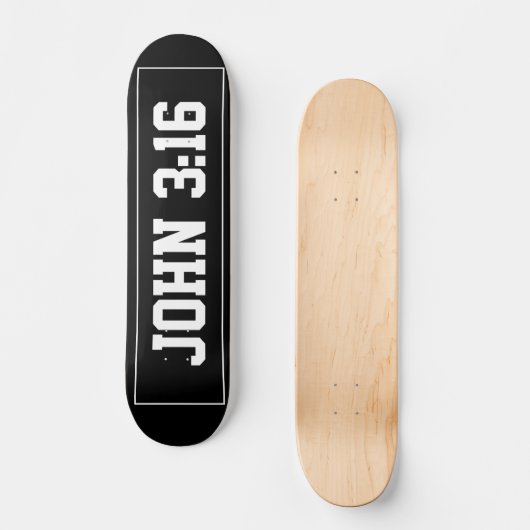 John 3:16 Eenvoudig Modern Zwart-Wit Christelijk Persoonlijk Skateboard (Voorkant)