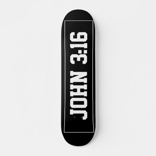 John 3:16 Eenvoudig Modern Zwart-Wit Christelijk Persoonlijk Skateboard (Voorkant)