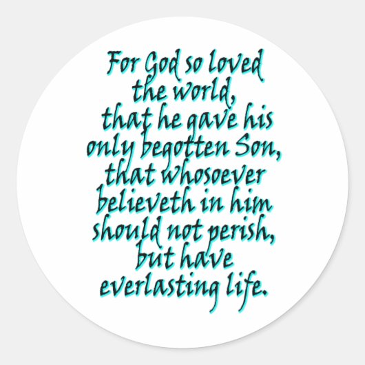 John 3:16 Engels Ronde Sticker (Voorkant)