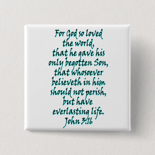 John 3:16 Engels Vierkante Button 5,1 Cm (Voorkant)