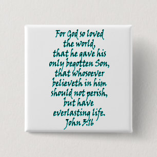 John 3:16 Engels Vierkante Button 5,1 Cm