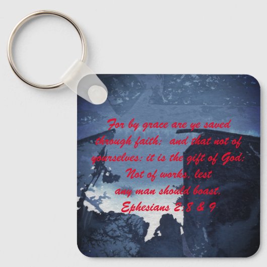 John 3:16 & Ephesians2:8 & 9 Bible Sleutelhanger (Voorkant)