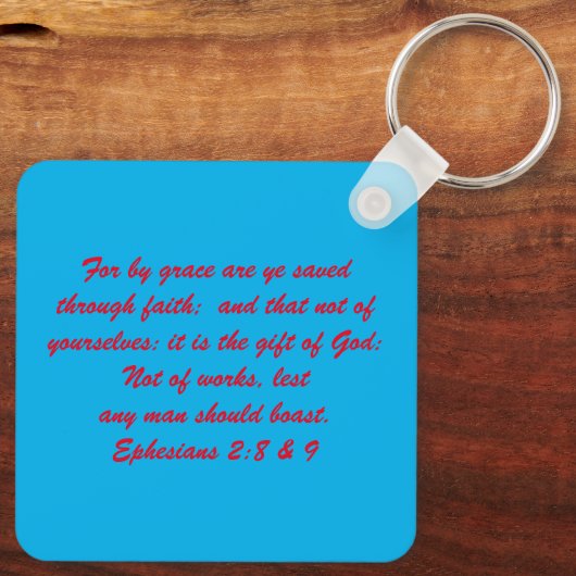 John 3:16 & Ephesians2:8 & 9 Bible Sleutelhanger (Achterkant)