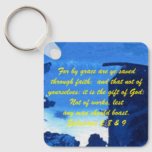 John 3:16 & Ephesians2:8 & 9 Bible Sleutelhanger (Voorkant)