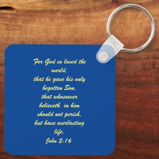 John 3:16 & Ephesians2:8 & 9 Bible Sleutelhanger (Achterkant)