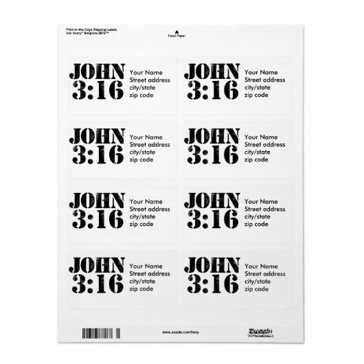 John 3:16 etiket (Full Sheet)