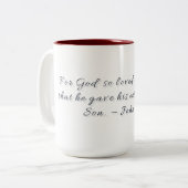John 3:16, Geschenkmok Tweekleurige Koffiemok (Voorkant links)