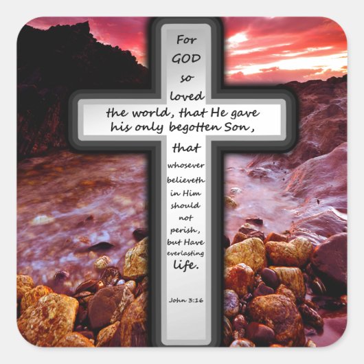 John 3:16 Gifts Vierkante Sticker (Voorkant)