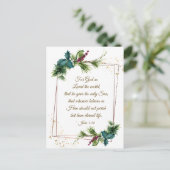 John 3:16 God hield van de Eerste Kerstdag van de Briefkaart (Staand voorkant)