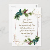 John 3:16 God hield van de Eerste Kerstdag van de Briefkaart (Voorkant / Achterkant)