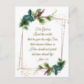 John 3:16 God hield van de Eerste Kerstdag van de  Briefkaart (Voorkant)
