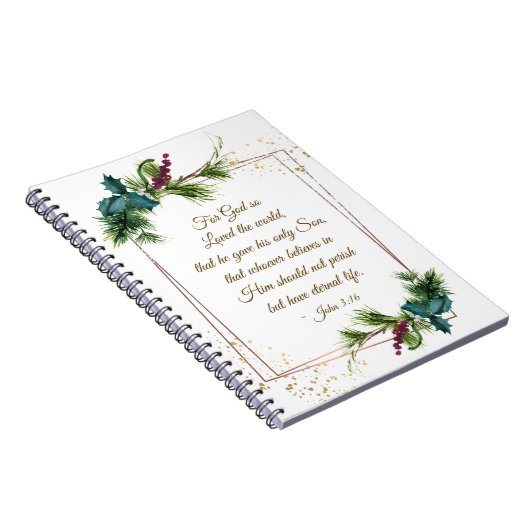 John 3:16 God hield van de Eerste Kerstdag van de  Notitieboek (Rechterzijde)