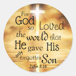 John 3 16 God hield van de Wereld Bijbelse Verse Ronde Sticker