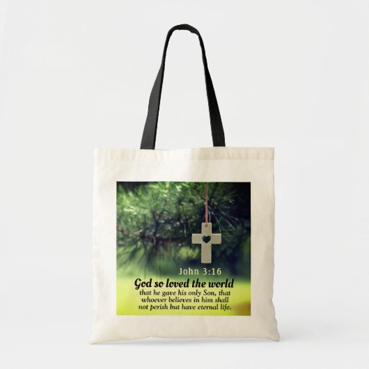 John 3:16 God hield zo van de wereld die hij zijn  Tote Bag (Voorkant)