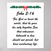 John 3:16 God hield zo veel van de wereld Kerstkra Poster (Voorkant)
