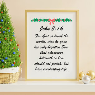 John 3:16 God hield zo veel van de wereld Kerstkra Poster