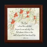 John 3:16 God so Loved the World, Christmas Cadeaudoosje<br><div class="desc">De Inspirerend kersthouten geschenkdoos toont een prachtig waterverf hulstbessenontwerp en is voorzien van Bijbelvers Johannes 3:16: "Want God heeft de wereld zo liefgehad,  dat Hij Zijn eniggeboren Zoon heeft gegeven,  opdat een ieder die in Hem gelooft,  niet verloren gaat,  maar eeuwig leven heeft."</div>