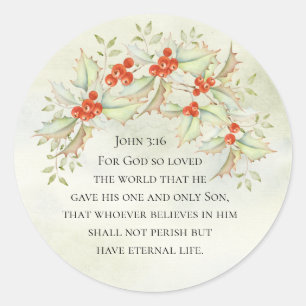 John 3:16 God so Loved the World, Christmas Ronde Sticker